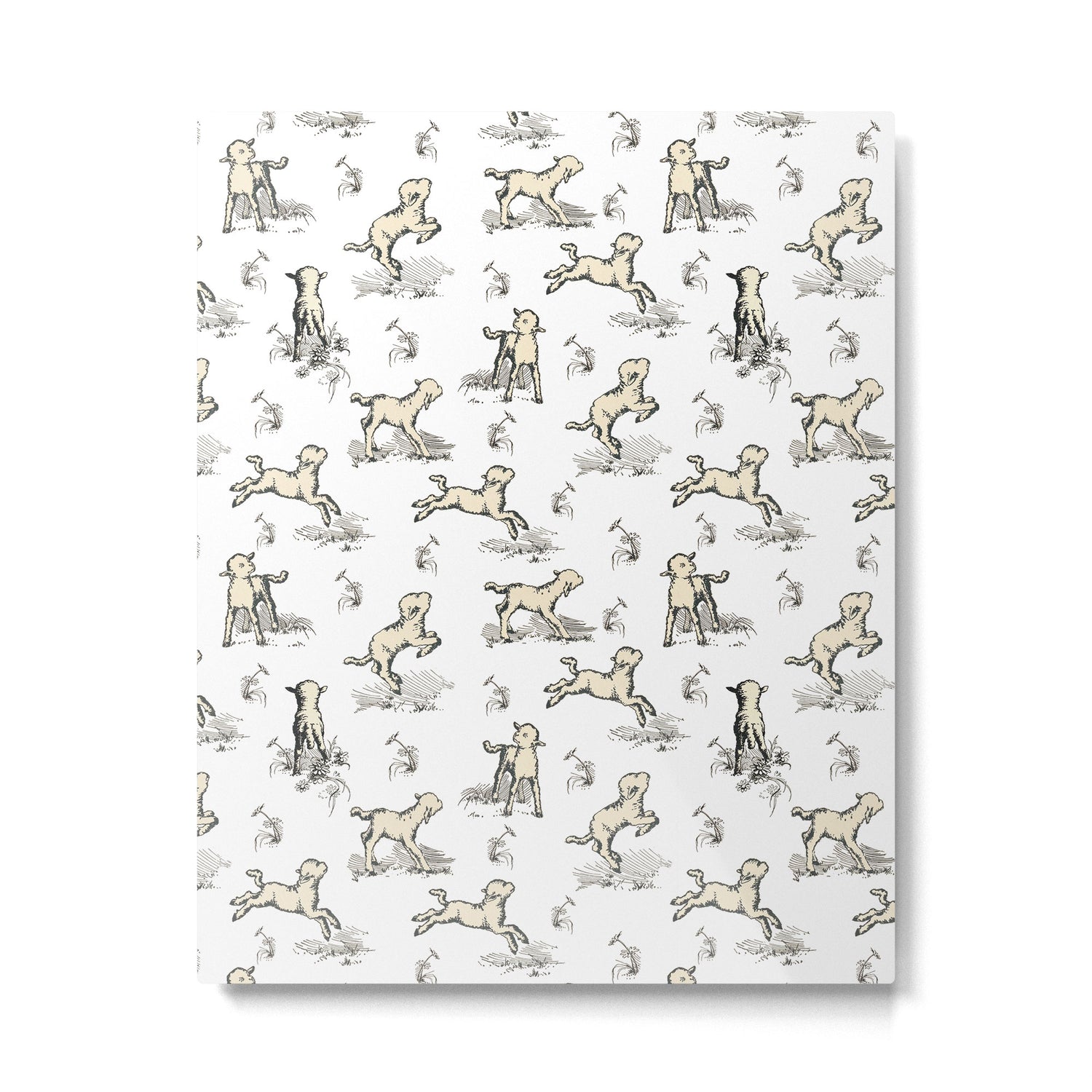 Little Sheep in Meadow - Toile pattern for Children  Metal Print Gallery Image 6