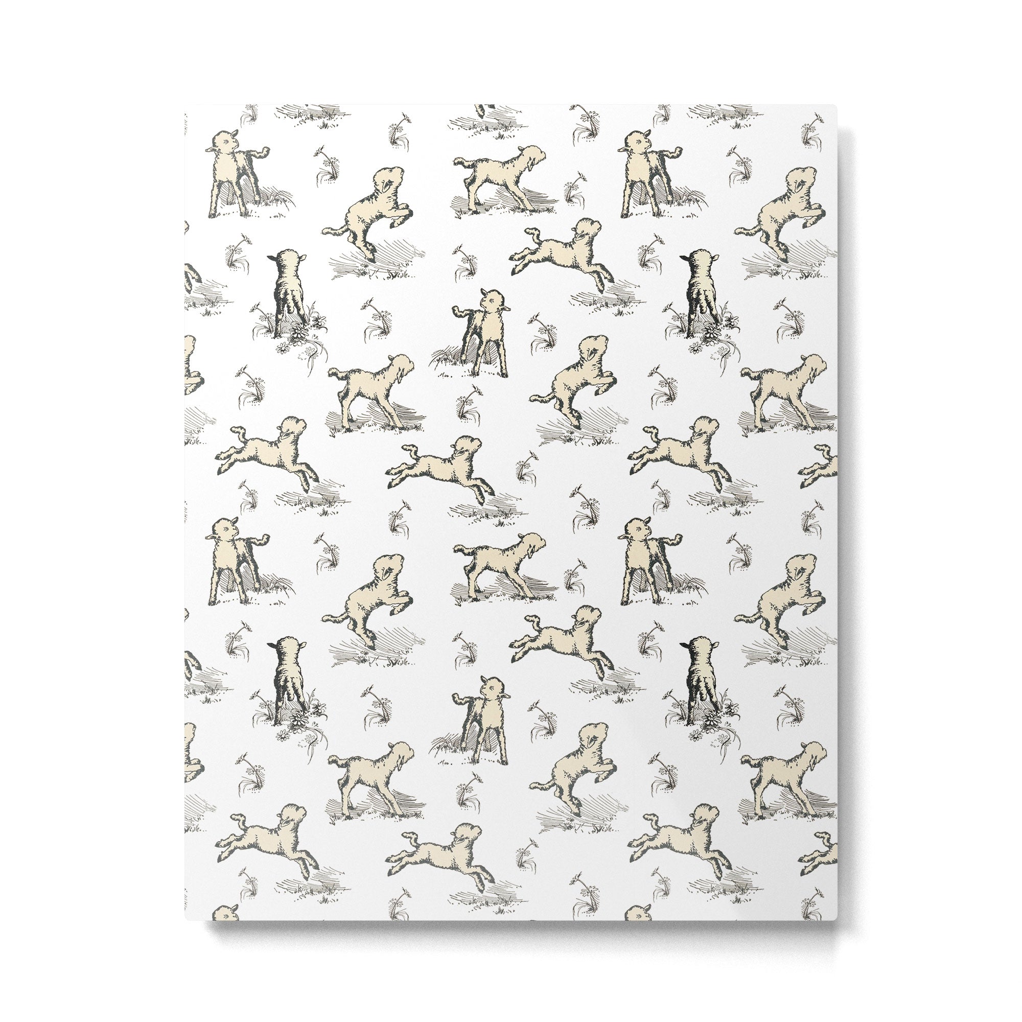 Little Sheep in Meadow - Toile pattern for Children  Metal Print Gallery Image 6