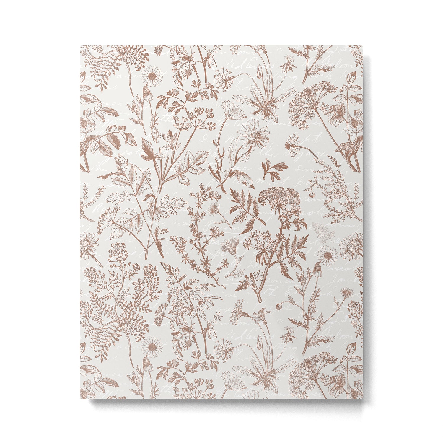 Meadow Floral Herbarium Cottagecore Botanical Monochromatic Pattern - Mocha Mousse  Metal Print Gallery Image 6