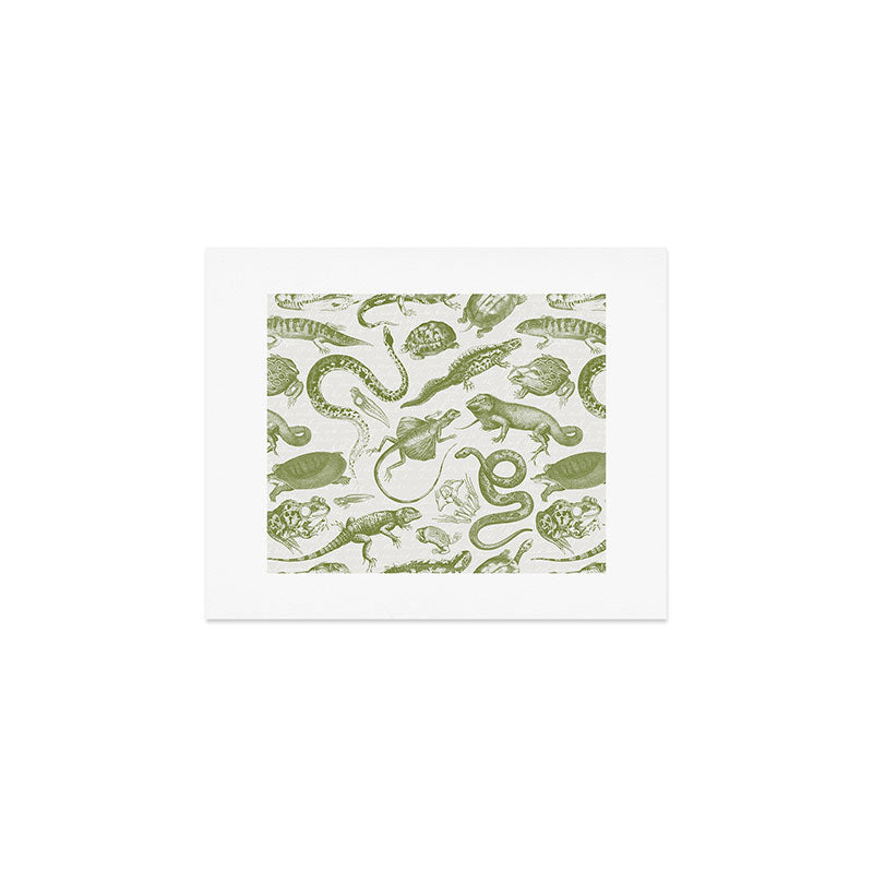 Reptiles and Amphibians Vintage Chic Monochromatic Pattern  Art Print Gallery Image 1