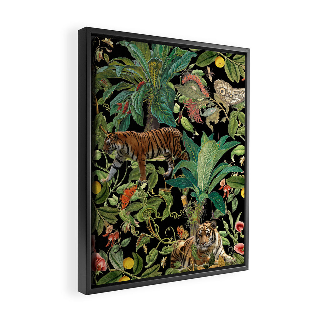 TIGER IN THE DARK JUNGLE Framed Canvas Print Gallery Image 2