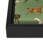 Wild Horses  Sage Green Toile Pattern  Framed Canvas Print Gallery Image 3