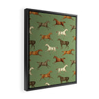 Wild Horses  Sage Green Toile Pattern  Framed Canvas Print Gallery Image 2