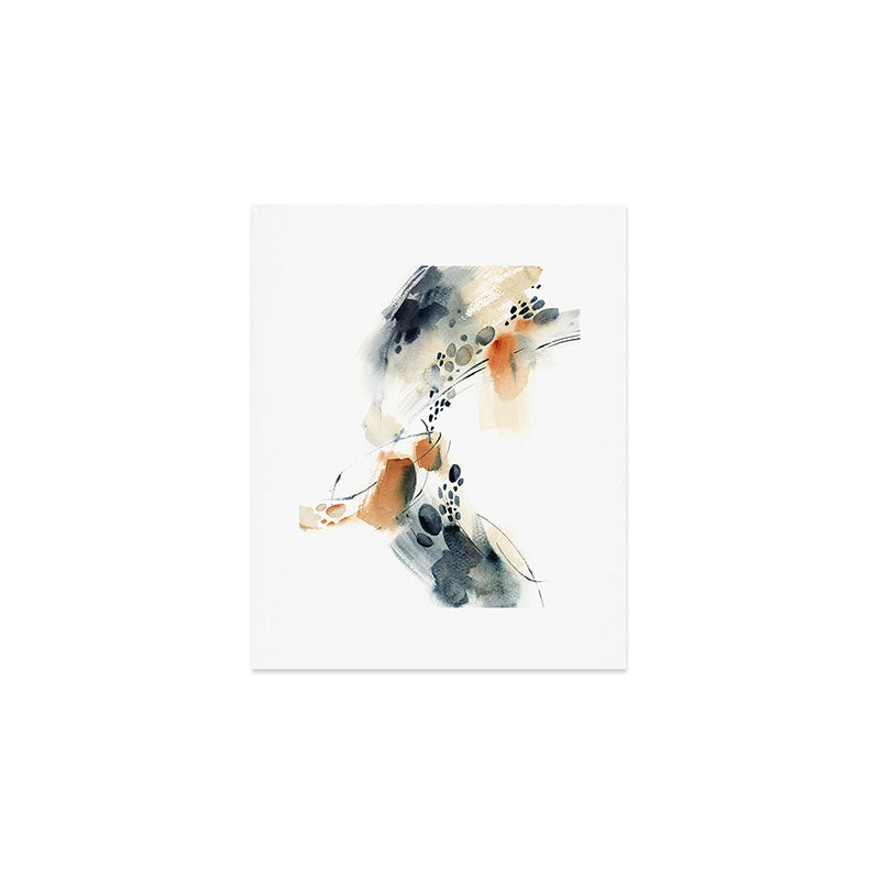 Abstract in blue and terracotta Art Print Gallery Image 1