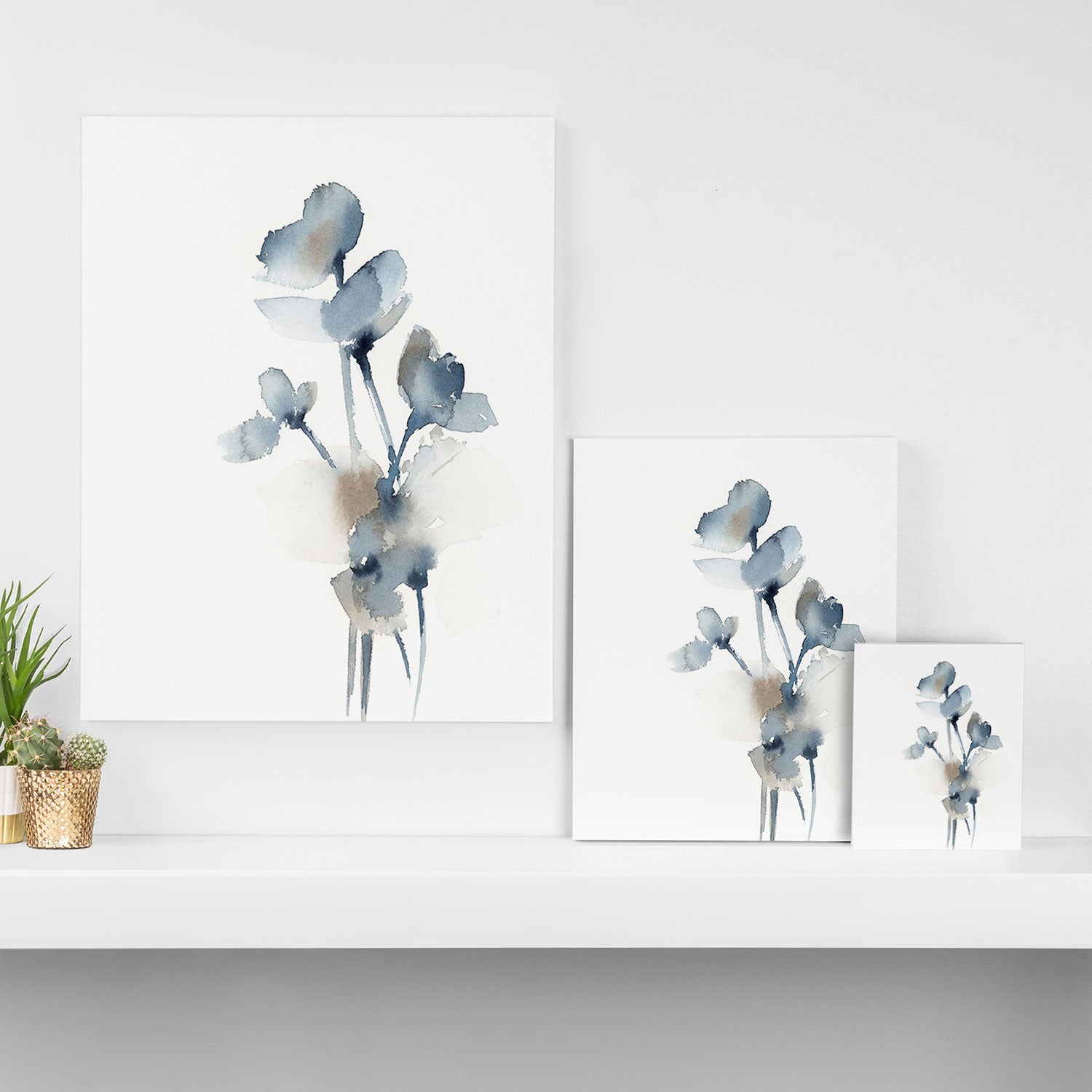 Blue grey florals Canvas Print Gallery Image 3