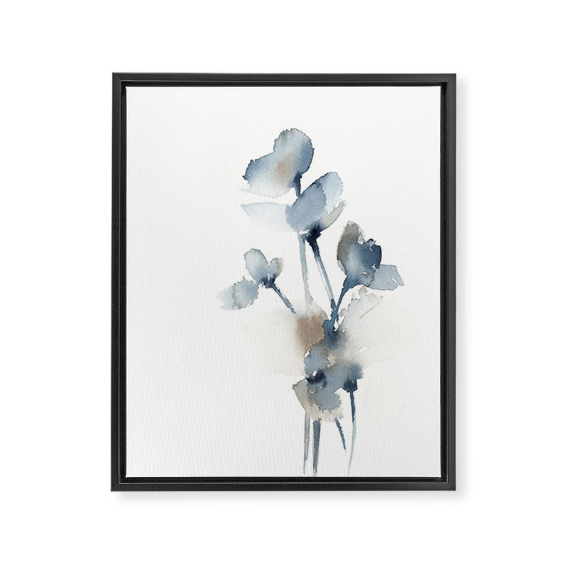Blue grey florals Framed Canvas Print Gallery Image 3