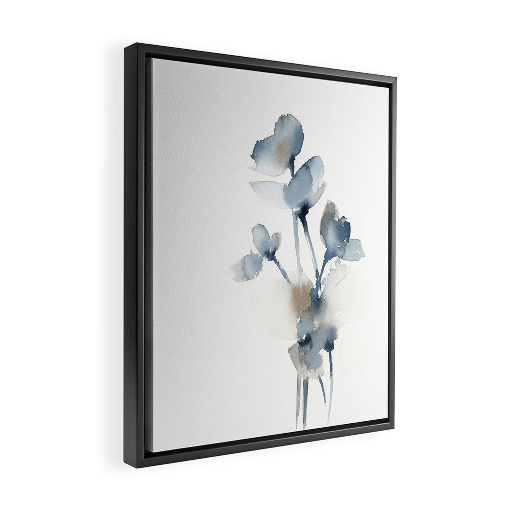 Blue grey florals Framed Canvas Print Gallery Image 2