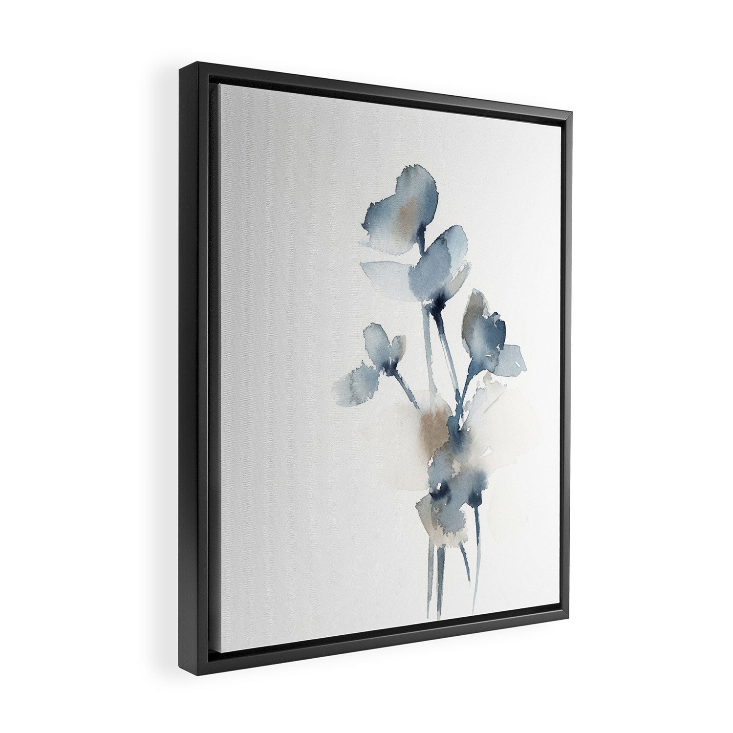 Blue grey florals Framed Canvas Print Gallery Image 2