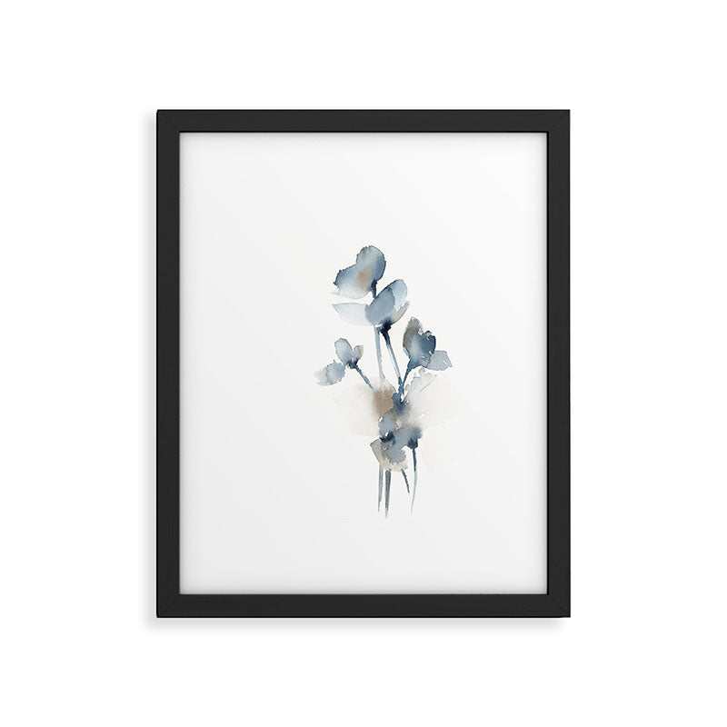 Blue grey florals Framed Art Print Gallery Image 4