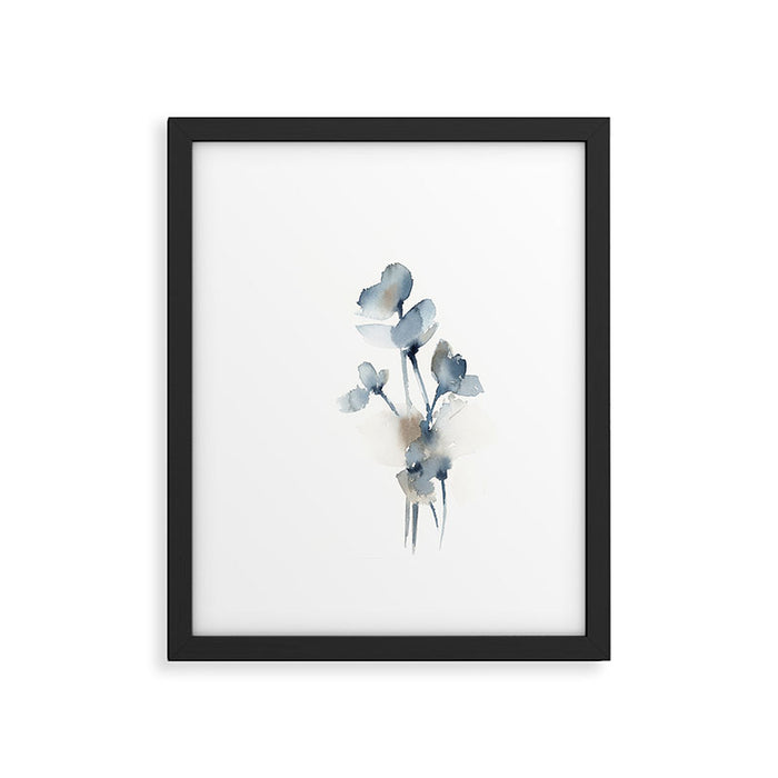 Blue grey florals Framed Art Print Gallery Image 1