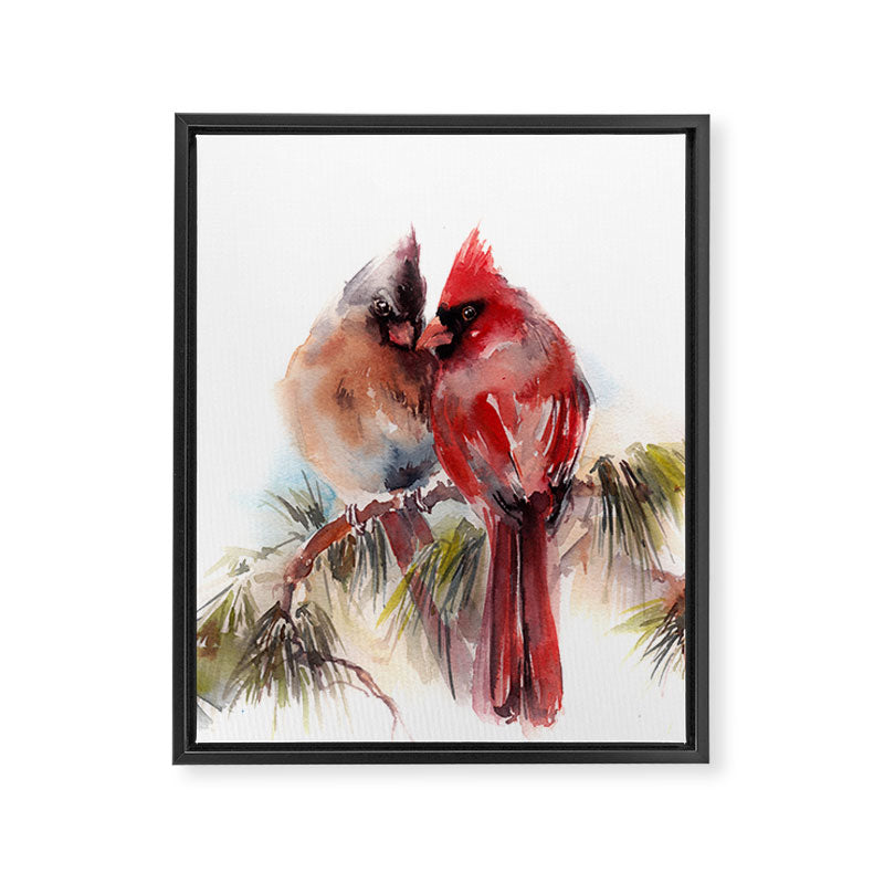 Cardinal Birds Couple Framed Canvas Print Gallery Image 6
