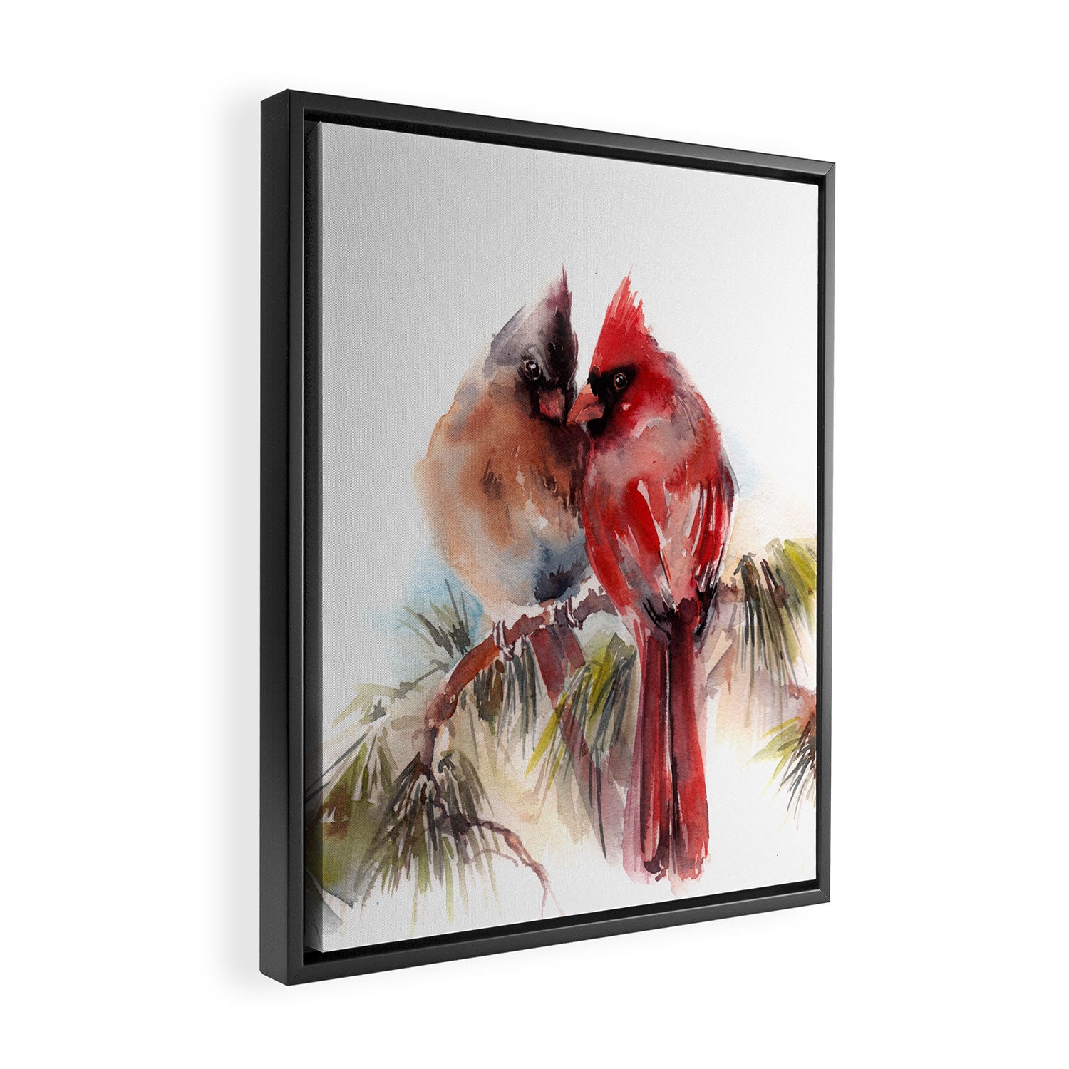 Cardinal Birds Couple Framed Canvas Print Gallery Image 2