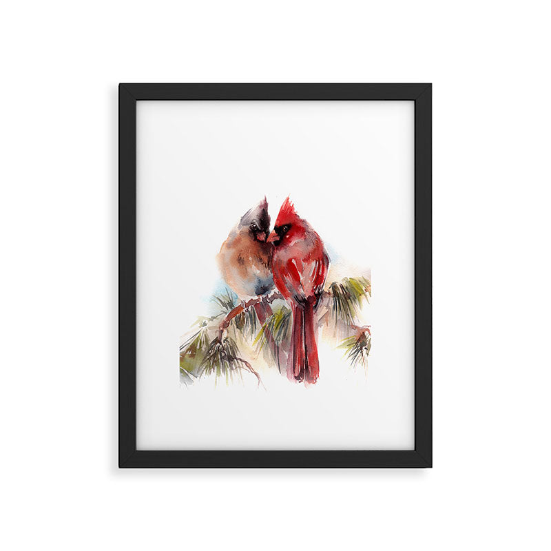 Cardinal Birds Couple Framed Art Print Gallery Image 4