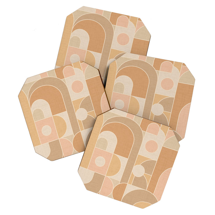 Abstract Bauhaus Shapes - Neutral Colors Coaster Gallery Image 1