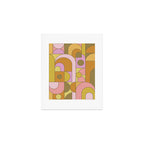 Abstract Bauhaus Shapes pink gold and olive green Art Print Gallery Image 1