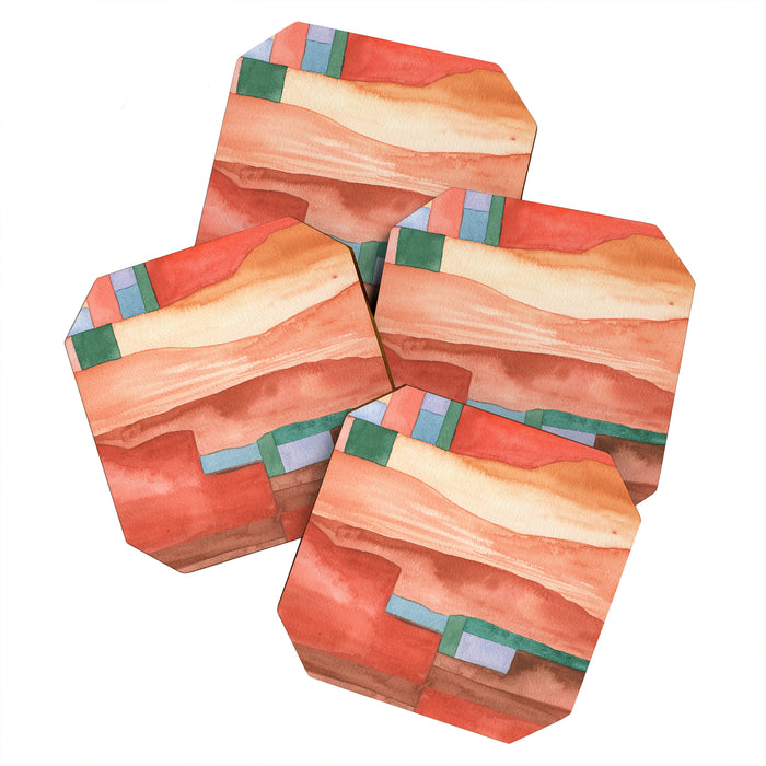 Abstract Desert Landscape Watercolor Coaster Gallery Image 1