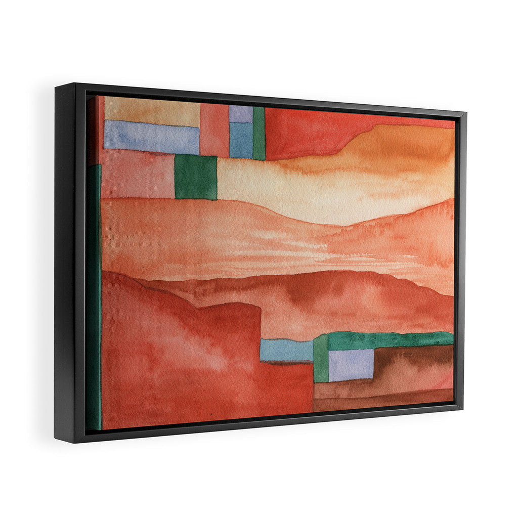 Abstract Desert Landscape Watercolor Framed Canvas Print Gallery Image 2