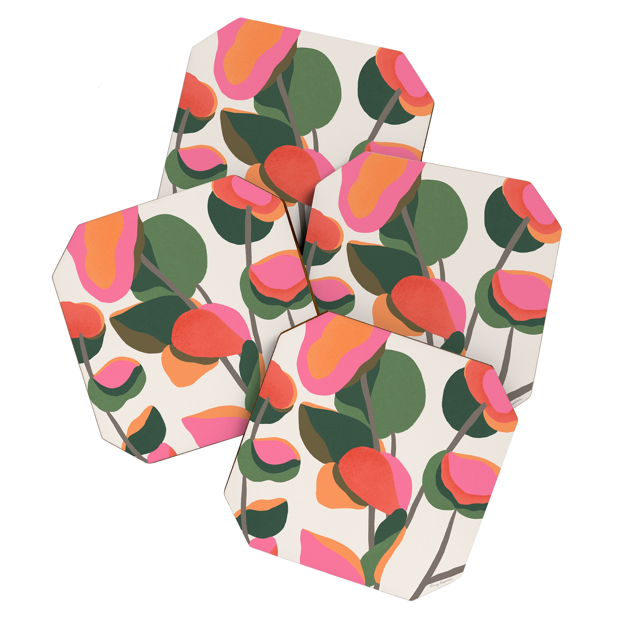 Abstract Eucalyptus Leaves Coaster Gallery Image 1