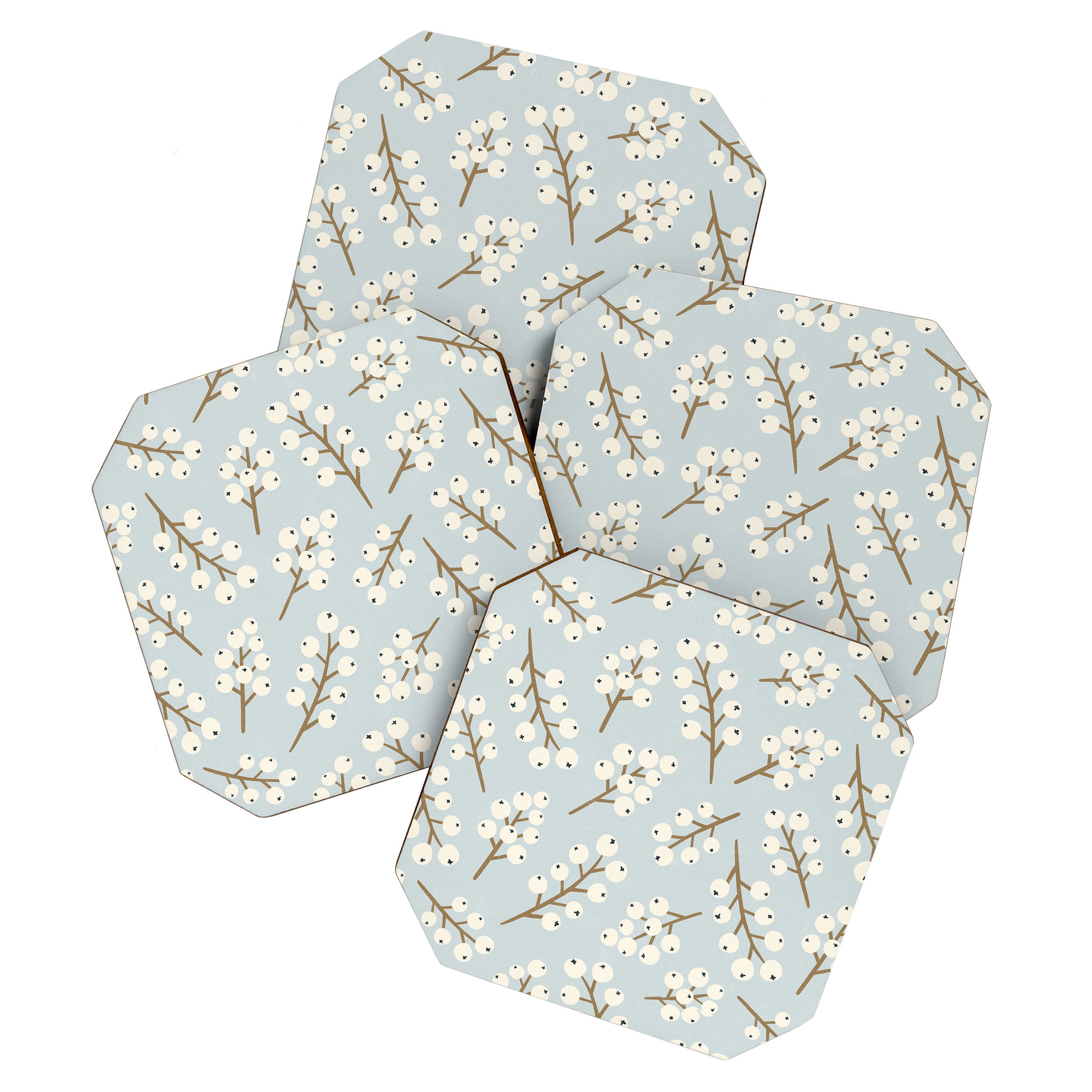 Berries and Branches - Light Blue Coaster Gallery Image 1