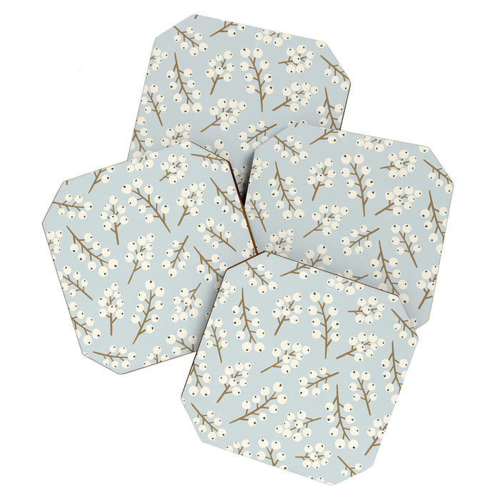 Berries and Branches - Light Blue Coaster Gallery Image 1