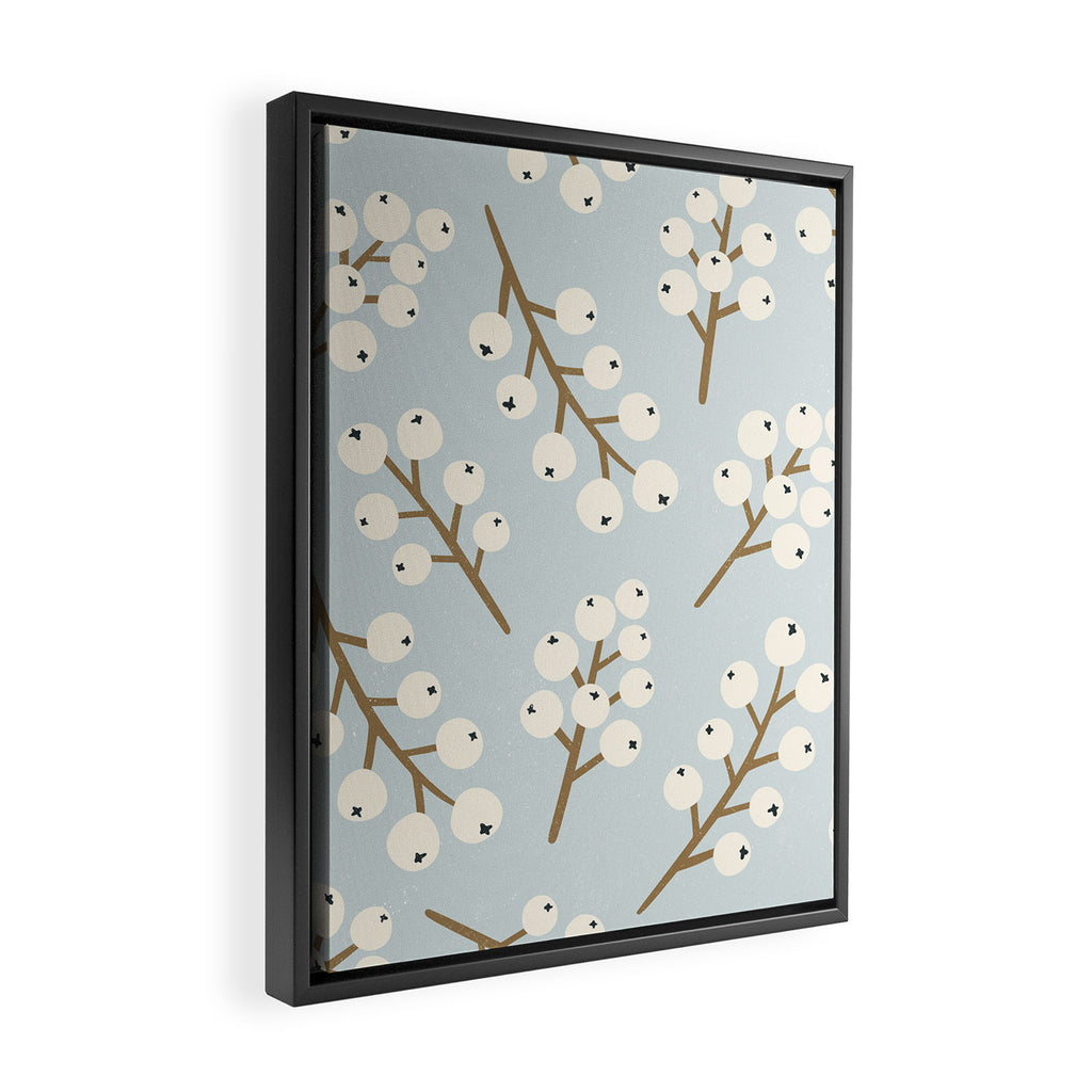 Berries and Branches - Light Blue Framed Canvas Print Gallery Image 2