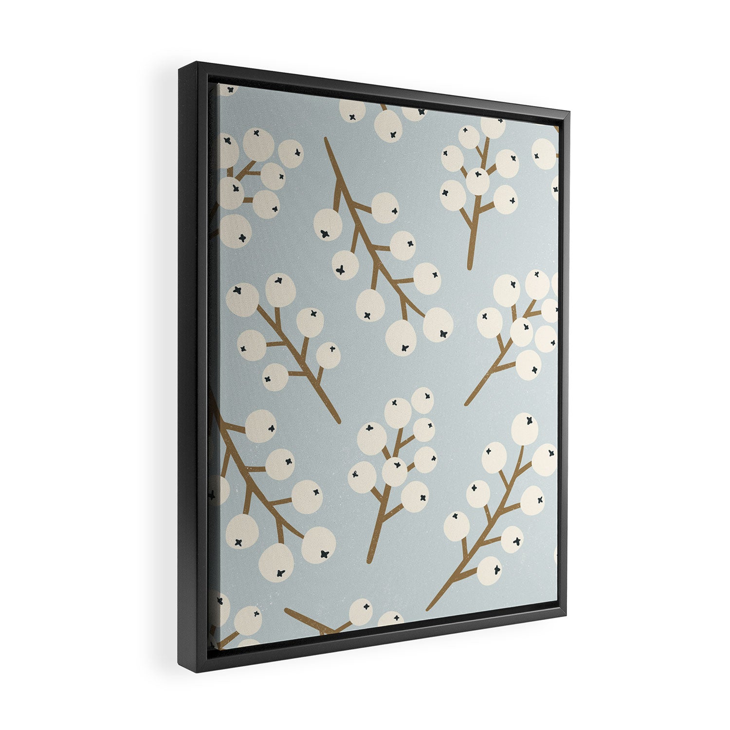 Berries and Branches - Light Blue Framed Canvas Print Gallery Image 2