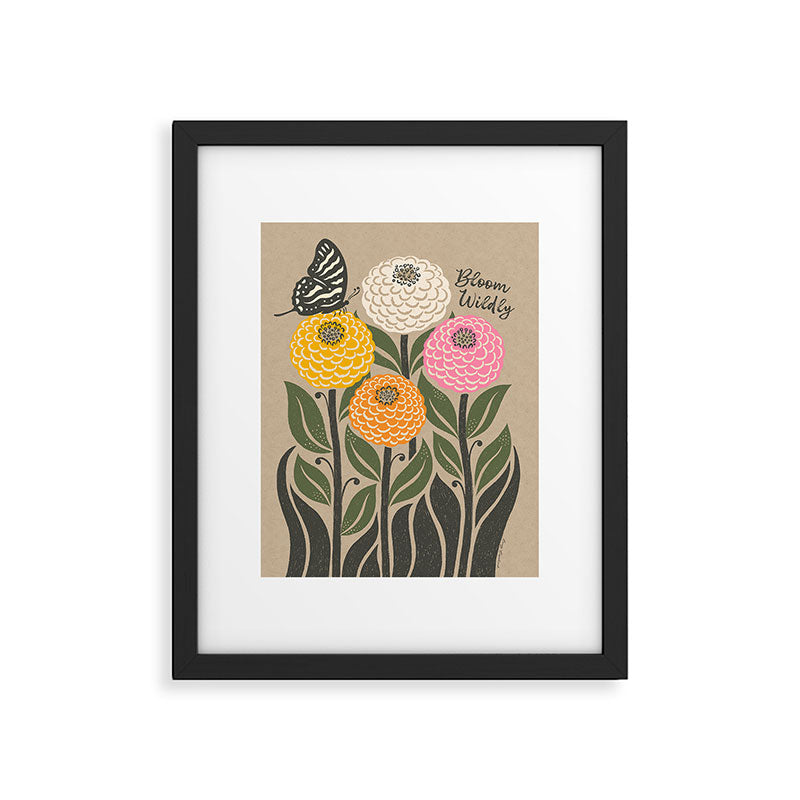 Bloom Wildly - Colorful Zinnia Flowers and Butterfly Framed Art Print Gallery Image 6