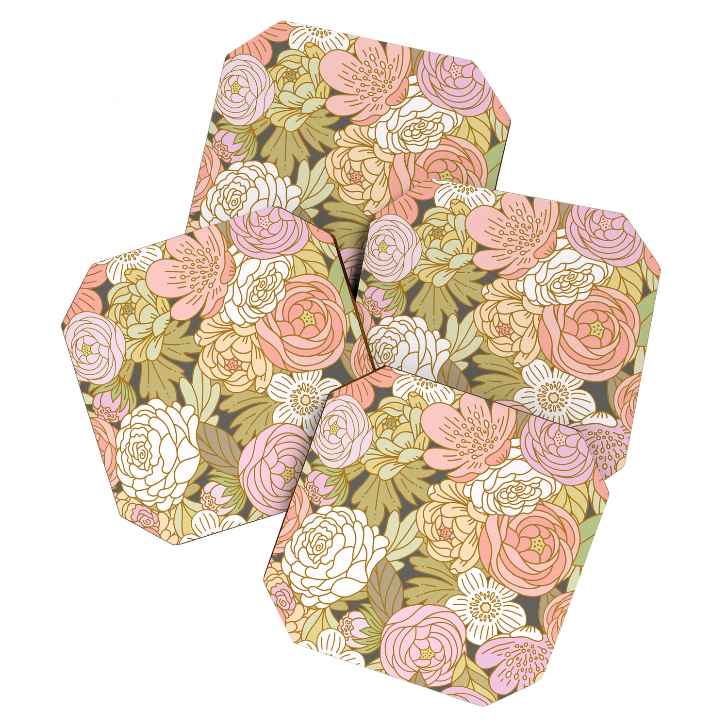 Boho Blooms | Pastel Fall Colors Coaster Gallery Image 1