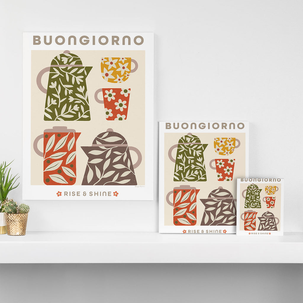Buongiorno Retro Floral Coffee Canvas Print Gallery Image 3