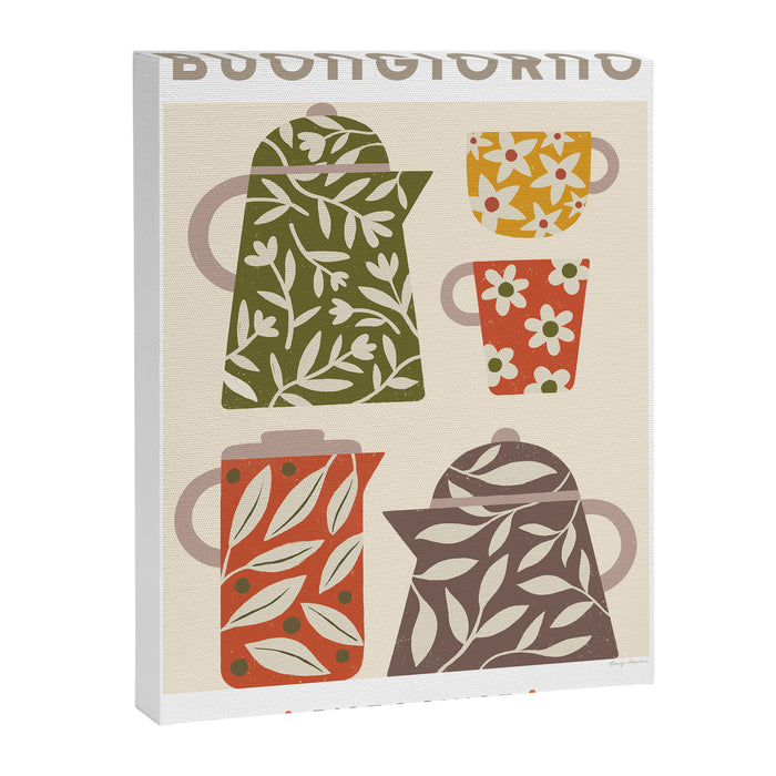 Buongiorno Retro Floral Coffee Canvas Print Gallery Image 1