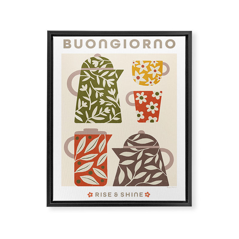 Buongiorno Retro Floral Coffee Framed Canvas Print Gallery Image 8