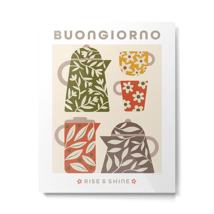 Buongiorno Retro Floral Coffee Metal Print Gallery Image 1