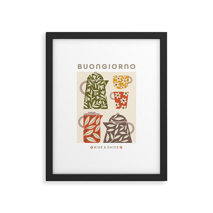 Buongiorno Retro Floral Coffee Framed Art Print Gallery Image 1