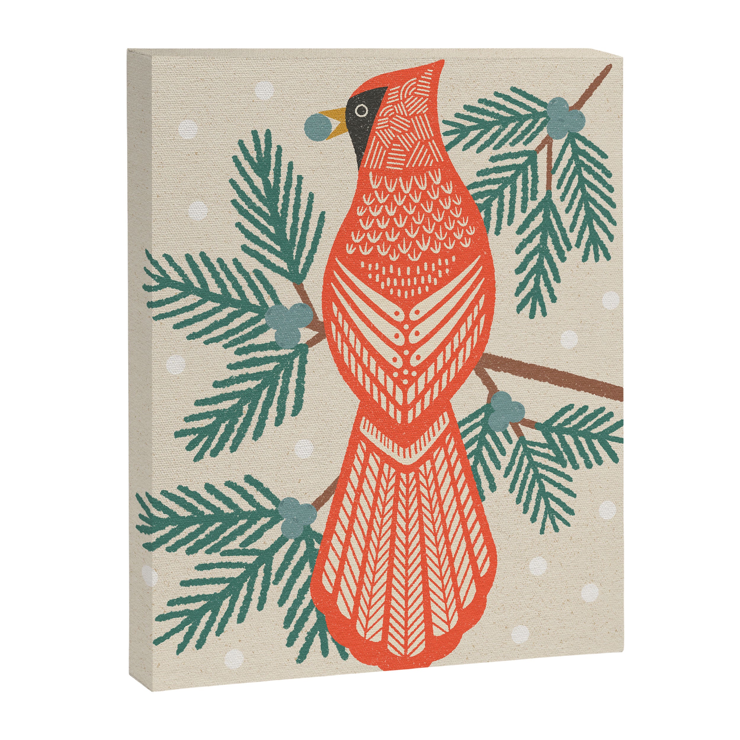 Cardinal Bird and Pine Branches Canvas Print Gallery Image 8