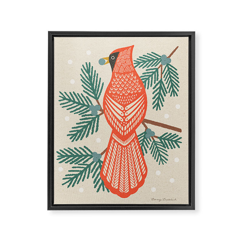 Cardinal Bird and Pine Branches Framed Canvas Print Gallery Image 8