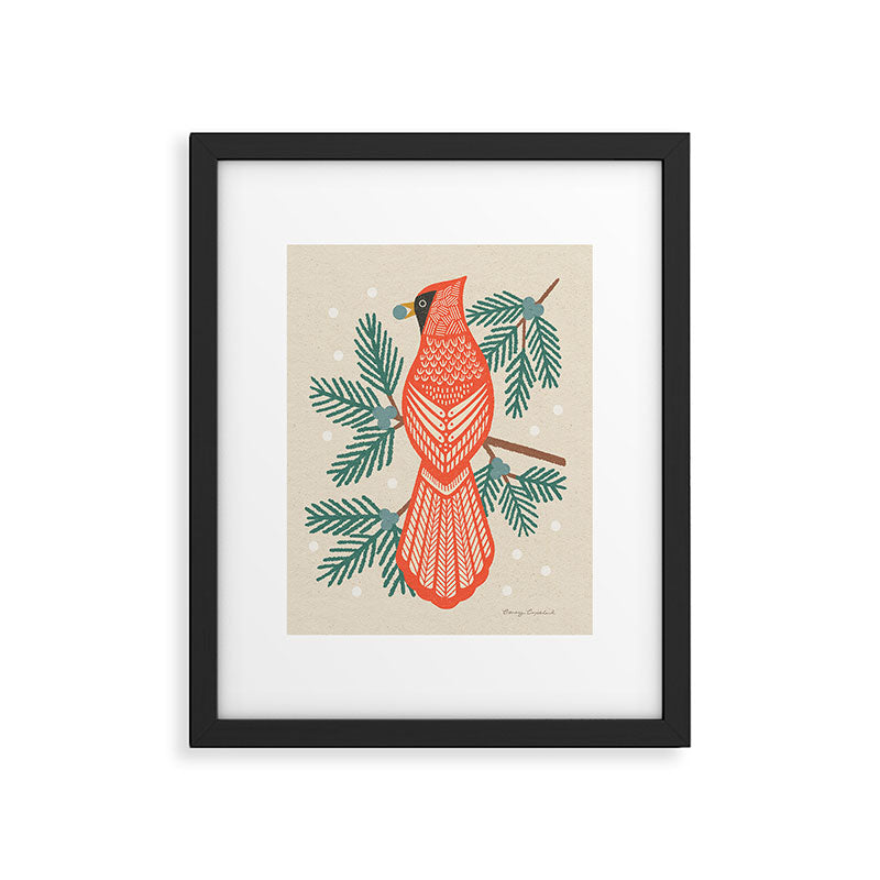 Cardinal Bird and Pine Branches Framed Art Print Gallery Image 6
