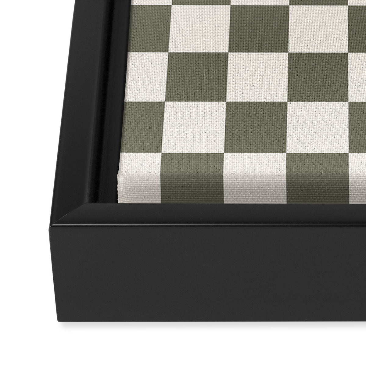 Checkerboard - Olive Green Framed Canvas Print Gallery Image 3