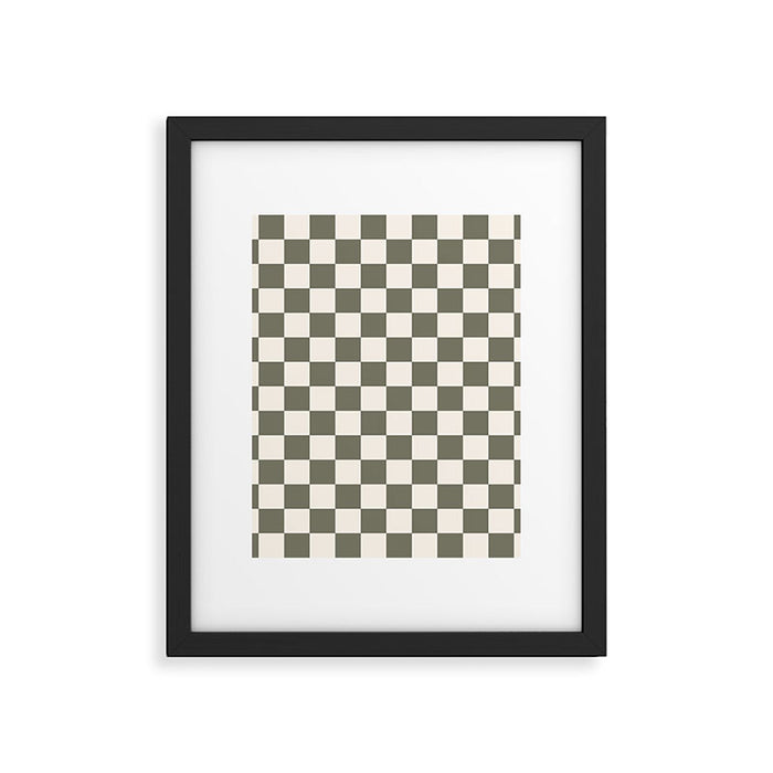 Checkerboard - Olive Green Framed Art Print Gallery Image 1