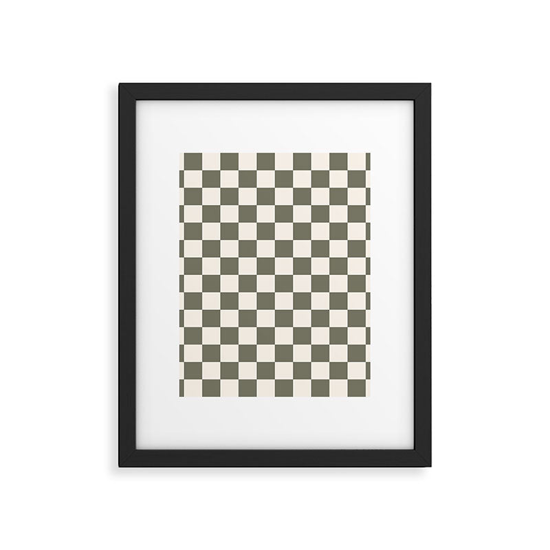 Checkerboard - Olive Green Framed Art Print Gallery Image 6
