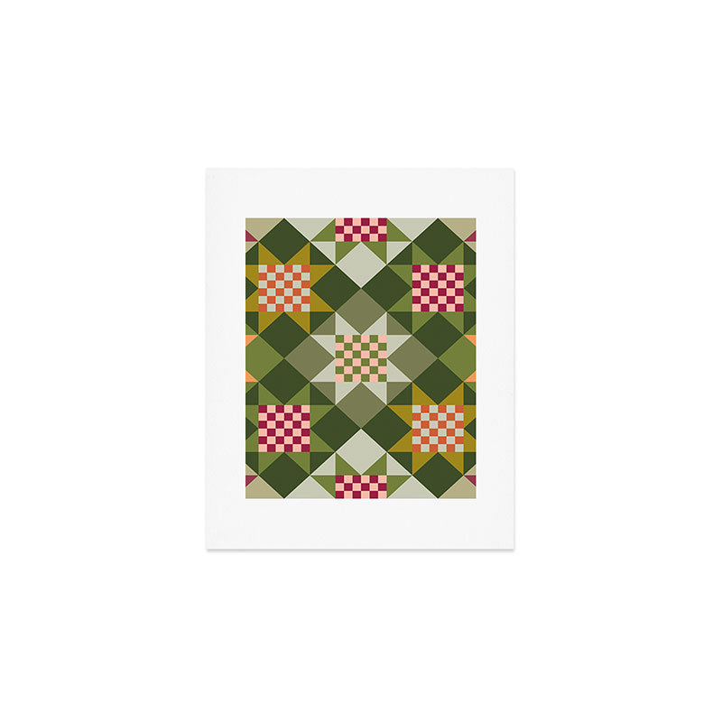 Checkerboard Quilt - Fall Colors Art Print Gallery Image 1