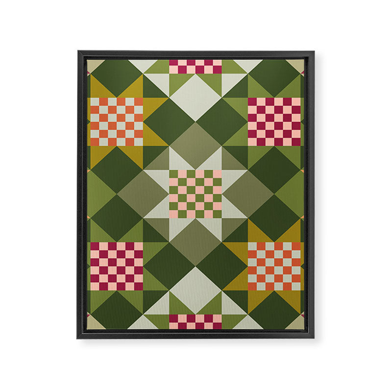 Checkerboard Quilt - Fall Colors Framed Canvas Print Gallery Image 8