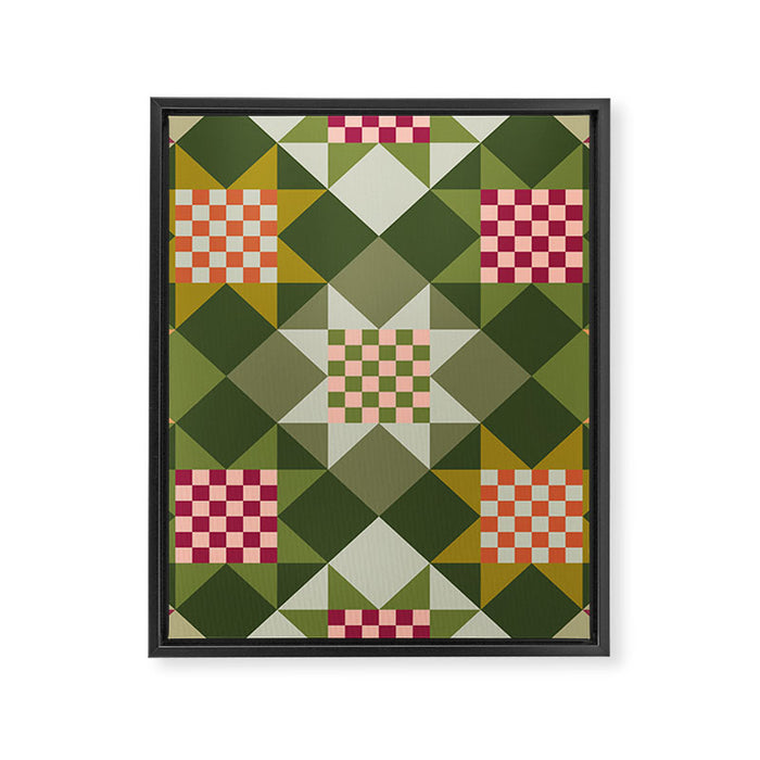 Checkerboard Quilt - Fall Colors Framed Canvas Print Gallery Image 1