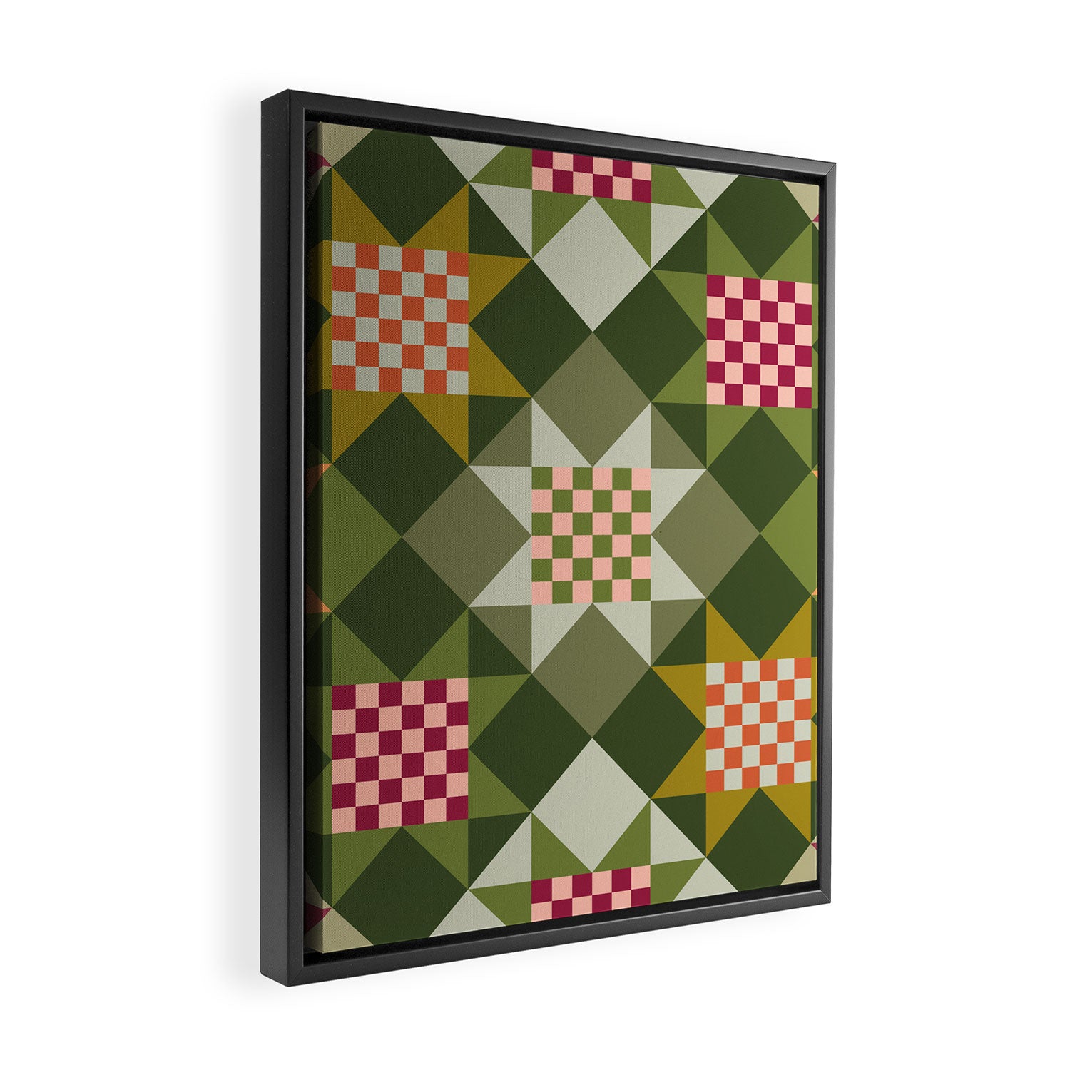 Checkerboard Quilt - Fall Colors Framed Canvas Print Gallery Image 2