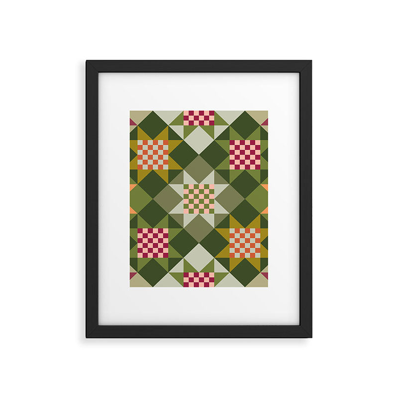 Checkerboard Quilt - Fall Colors Framed Art Print Gallery Image 6