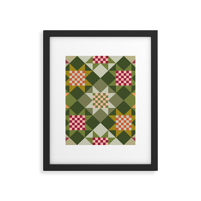 Checkerboard Quilt - Fall Colors Framed Art Print Gallery Image 1
