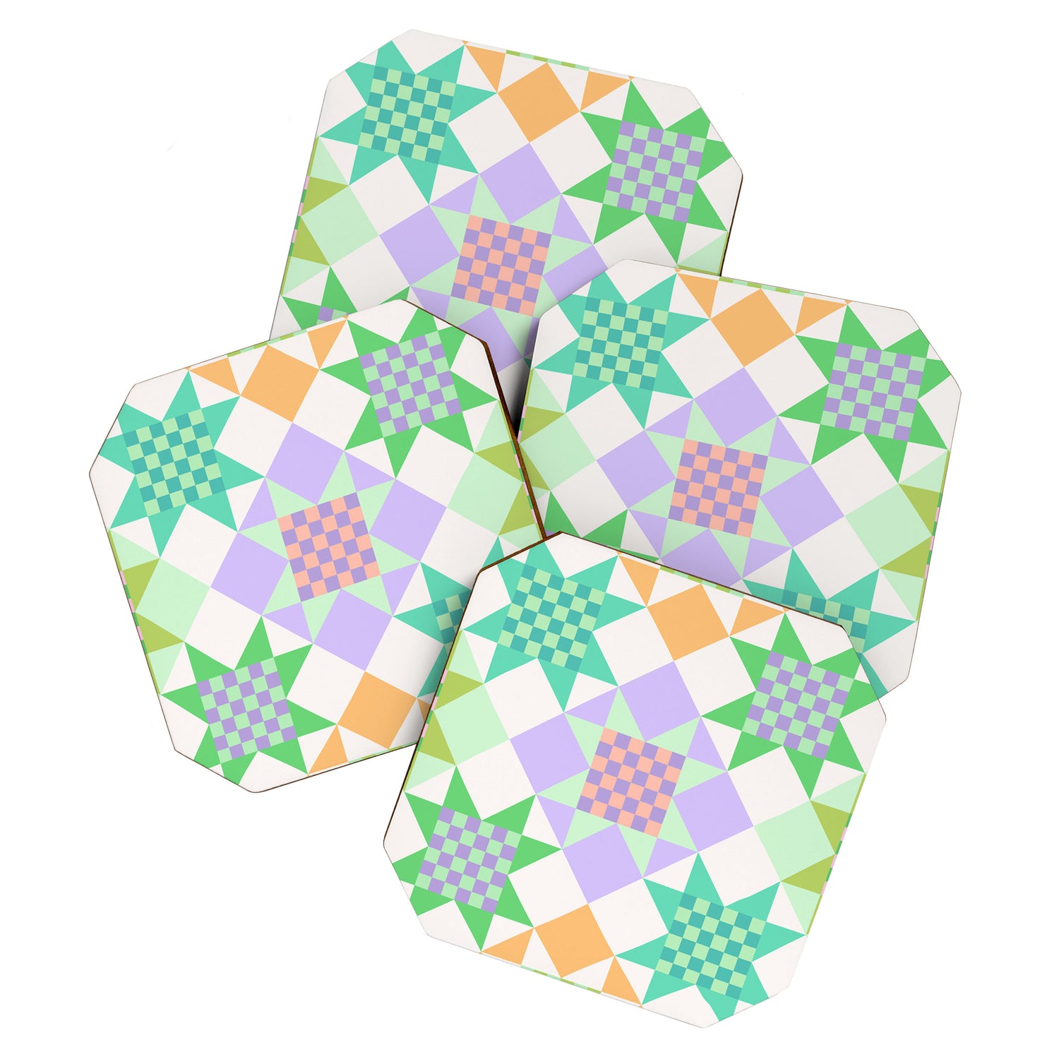 Checkerboard Quilt - Pastel Colors Coaster Gallery Image 1