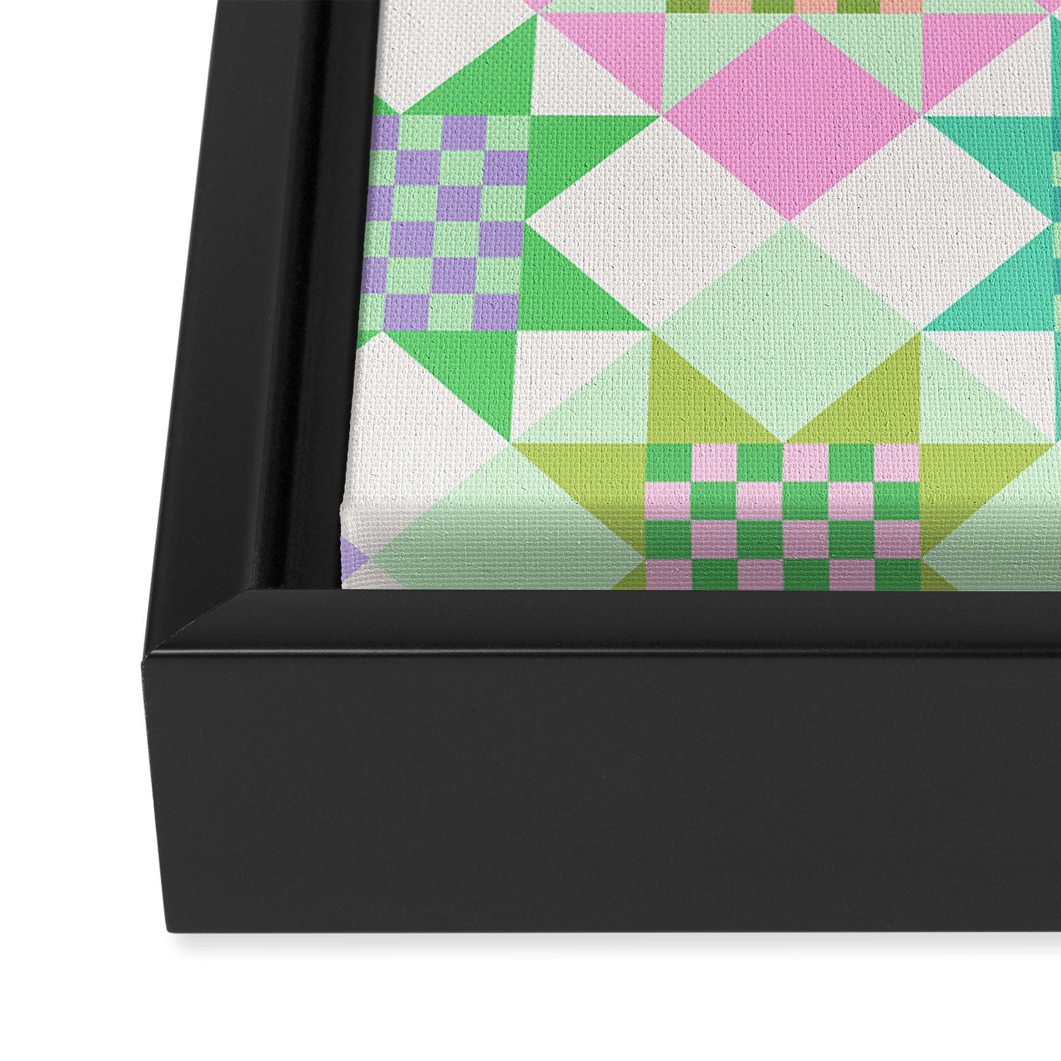 Checkerboard Quilt - Pastel Colors Framed Canvas Print Gallery Image 3