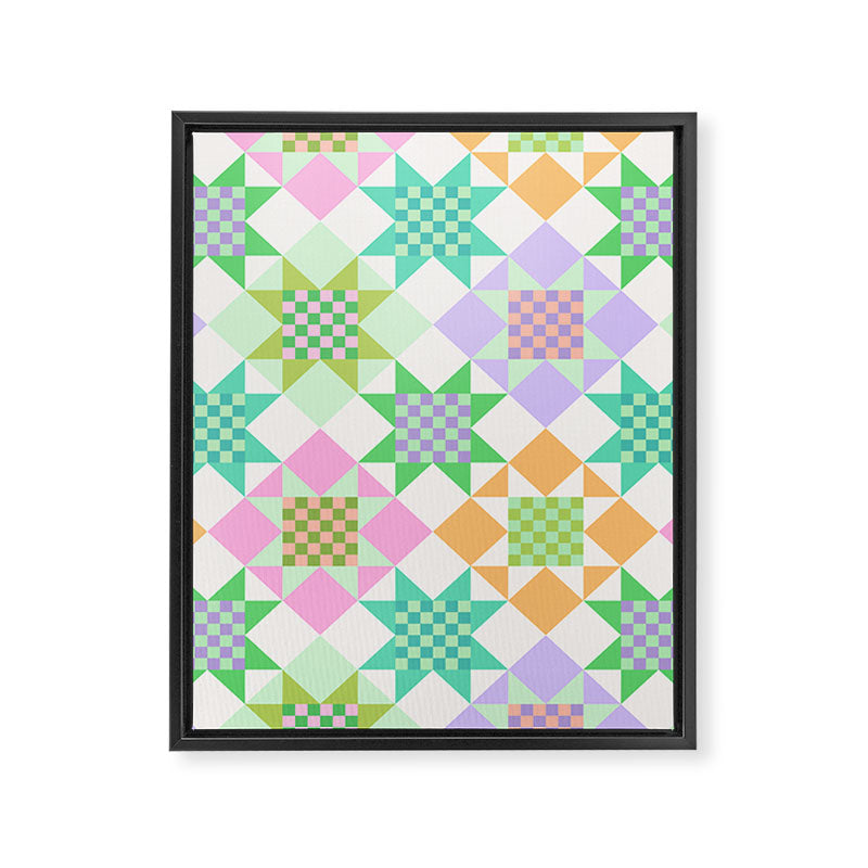 Checkerboard Quilt - Pastel Colors Framed Canvas Print Gallery Image 8