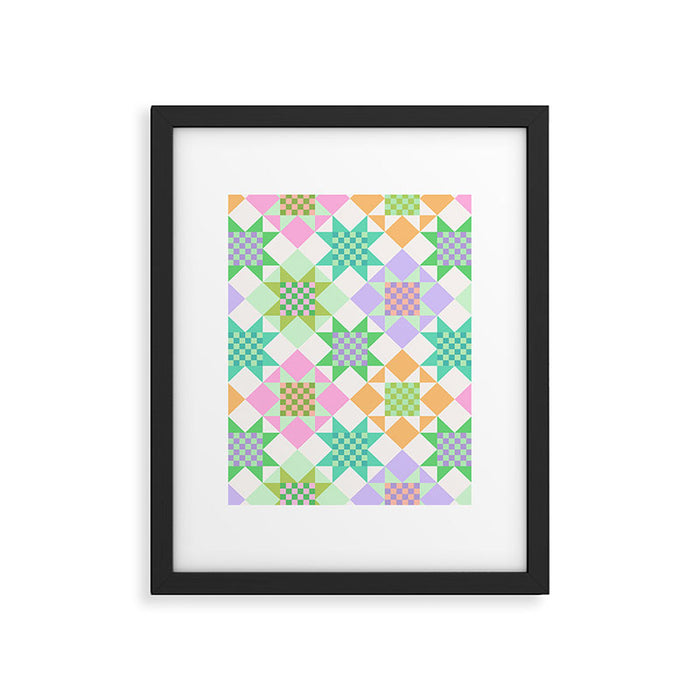 Checkerboard Quilt - Pastel Colors Framed Art Print Gallery Image 1
