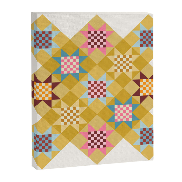 Checkerboard Quilt Shapes - Multicolor Gold Canvas Print Gallery Image 1